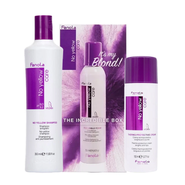 Fanola No Yellow Shampoo 350ml The Incredible Box 250ml Thermo-Protective150ml