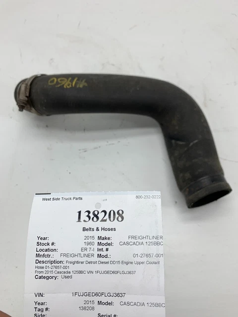FREIGHTLINER DETROIT DIESEL DD15 Engine Upper Coolant Hose 05-27657-001