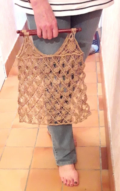 Sac Bandoulière Boho Crochet Fait Main - Style Vintage Rétro - Grand Modèle Multicolore En Laine