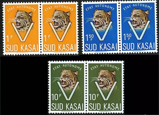 Süden Kasai / Kongo/Zaire 1961 Leopard x2 MNH Tieren