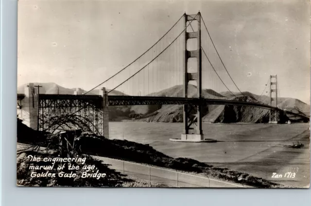 Vtg San Francisco California CA Golden Gate Bridge 1950s RPPC Zan Postcard