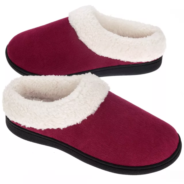 VONMAY Womens Warm Scuff Slippers Memory Foam Comfy Faux Fur Bedroom House Shoes 2