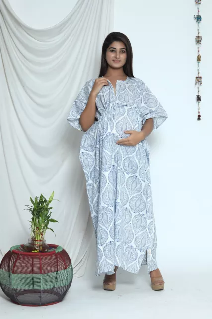 Coton Mamans Maternité Robe Caftan Floral Téter Indien Caftan Robe Nuit Robe