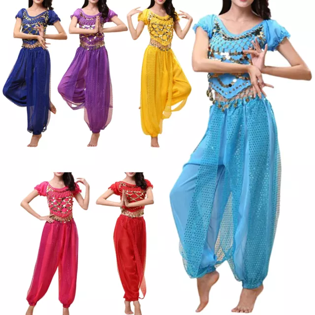 Women Belly Dance Costume Set Dancing Top + Harem Pants Carnival Dancer Outfit