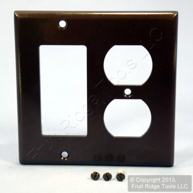 Leviton Decora Brown GFCI & Receptacle 2-Gang Wallplate Outlet GFI Cover 80455-B