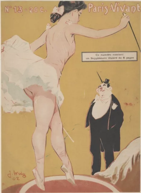 "AU CIRQUE / PARIS-VIVANT N°13" Affichette originale entoilée Jacques WELY 1902
