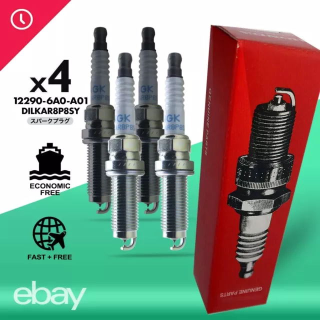 4PC New 12290-6A0-A01 Spark Plug DILKAR8P8SY Fits For Honda Civic CR-V 92411