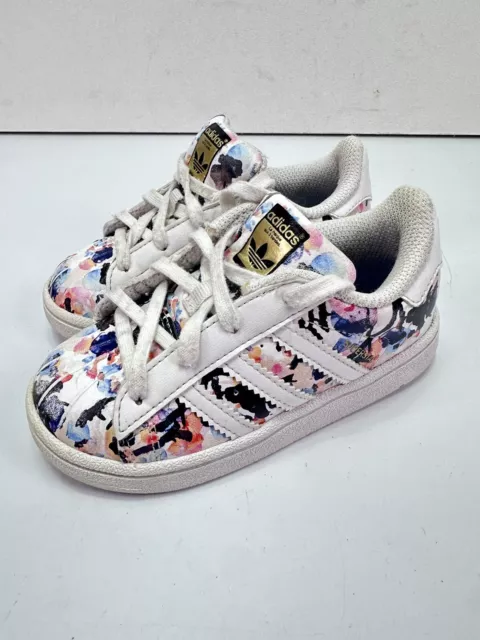 adidas Superstar Floral Toddler Girls White Sneakers Casual Shoes 8 Toddler 8k