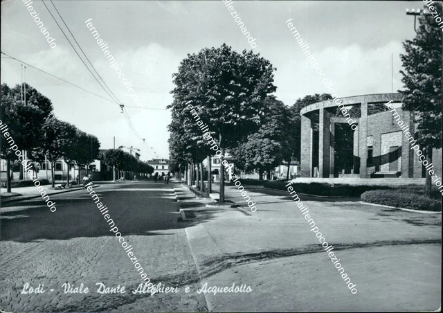 cd550 cartolina lodi via dante alighieri e acquedotto 1956 lombardia
