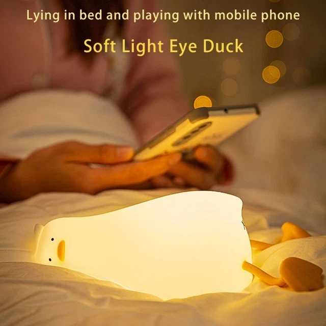 Supporto telefono cellulare comodino LED USB ricarica anatra luce notturna sdraiata anatra piatta