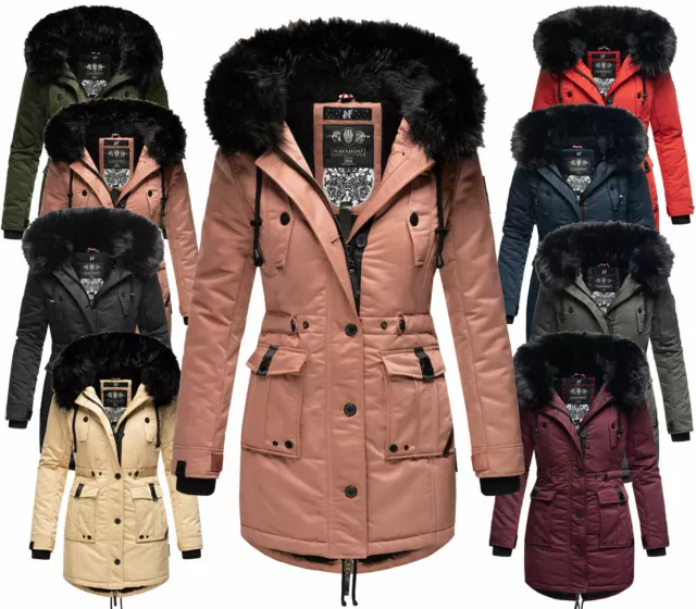 Navahoo Damen Winter Jacke Parka Winter Mantel Kunstpelz Kapuze LULUNA P Outdoor