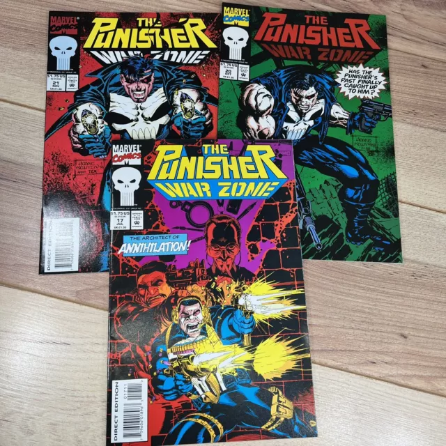 the Punisher War Zone comic books 17 20 & 21 Marvel Comics