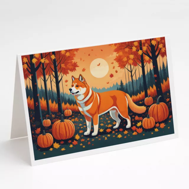 Akita Fall Greeting Cards and Envelopes Pack of 8 DAC1004GCA7P