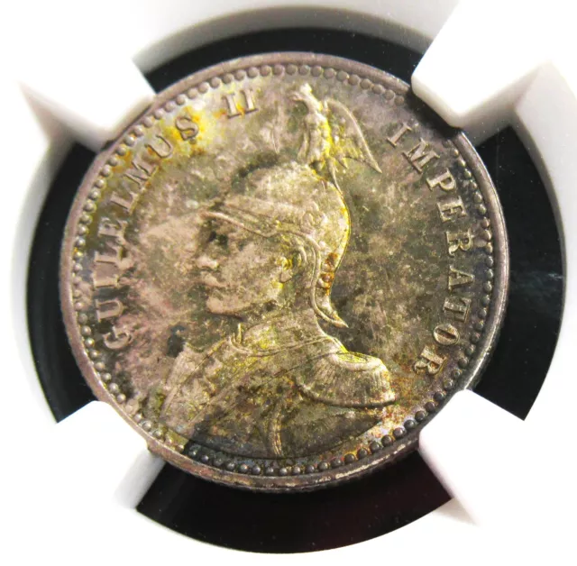 Deutsche East Africa: Deutsche Colony. Wilhelm II 1/4 eine Rupie 1891 MS65 NGC