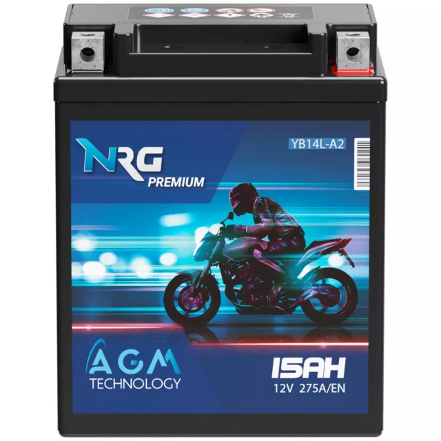 NRG YB14L-A2 AGM Motorradbatterie 12V 15Ah FB14L-A2 51411 CB14L-A2 12N14-3A