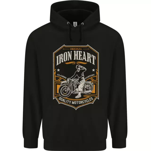 Felpa con cappuccio da moto Iron Heart Biker da uomo 80% cotone