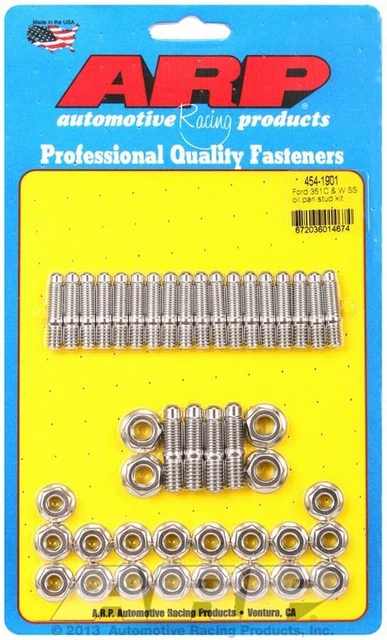 ARP Oil Pan Stud - Hex Nuts - Stainless - Polished - Small Block Ford - Kit
