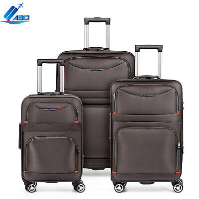 3PCS Softside Upright Luggage Set Expandable Spinner Travel Suitcase (20/24/28)