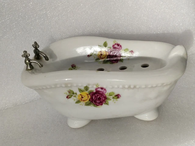Claw Foot Bath Tub Soap Dish Victorian Roses Shabby Chic Bathroom