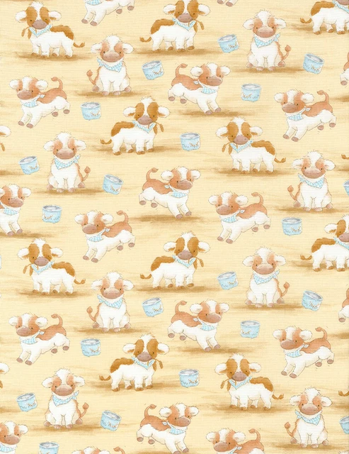 Trésors Intemporels Animaux De Ferme Vaches Sur Tissu Coton Bronzé Lapins-C5820-Tan
