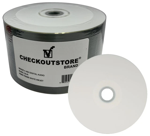 100 Grade A 48x Digital Audio Music CD-R 80min 700MB White Inkjet