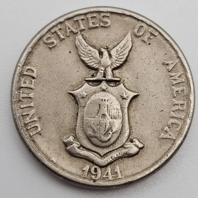 1941-M 5 Centavos VF Philippines US Manila Mint Copper-Nickel-Zinc Coin Five USA
