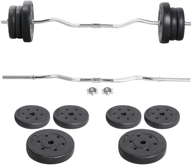 BARBELL WEIGHT SET Olympic Curl Bar & 6 Olympic Weights 55 pounds