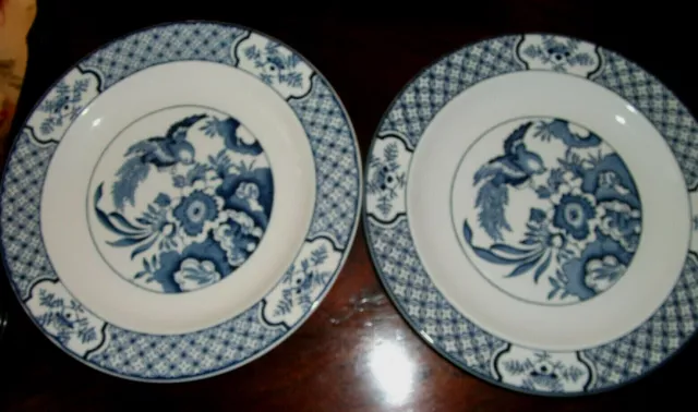 WOOD & SONS YUAN BLUE AND WHITE 19.5 cms SALAD DESSERT HOR D'OEUVRE PLATES etc