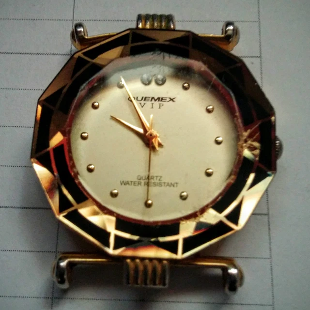 VINTAGE QUEMEX VIP 18k Gold Plated Water Resistant Quartz Watch