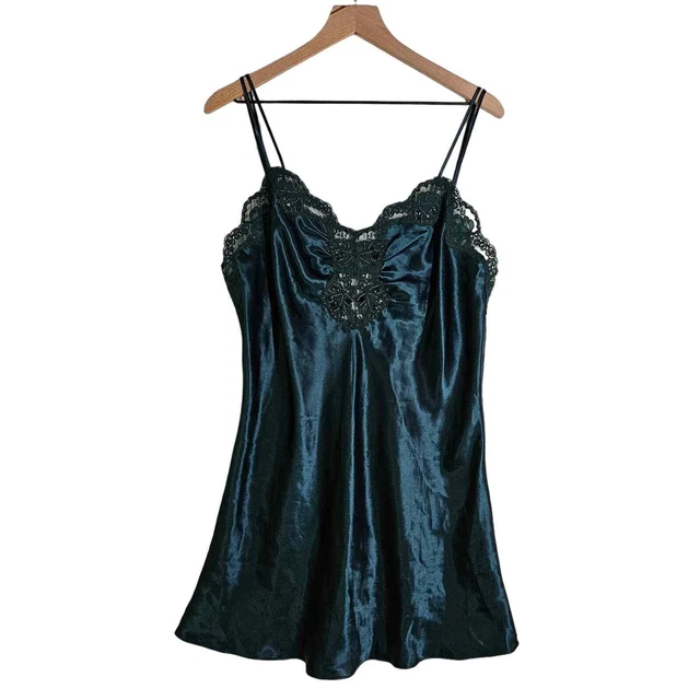 NEW Vintage Victoria's Secret Gold Label Lingerie Chemise Slip L Green NWT