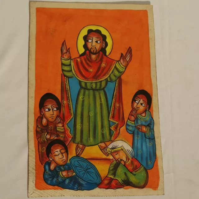 Etiopia: Dipinto a mano, pittura sacra icona copta, RESURREZIONE DI GESU CRISTO