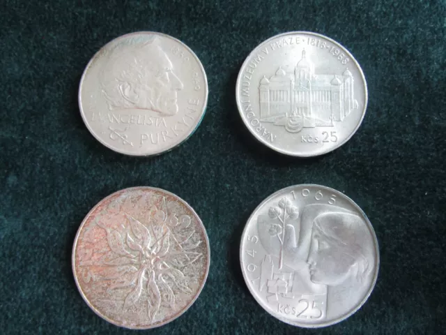 Lot Münzen Tschechoslovakei Tschechien 25 Kronen Korun Silber 1965- 1969