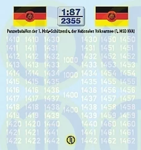 2355 - Decals Taktische Nummern Panzerbataillon 1:87