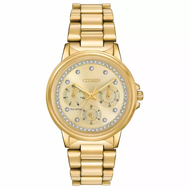 Citizen Eco-Drive Silhouette Women's Crystals Gold-Tone 36mm Watch FD2042-51P