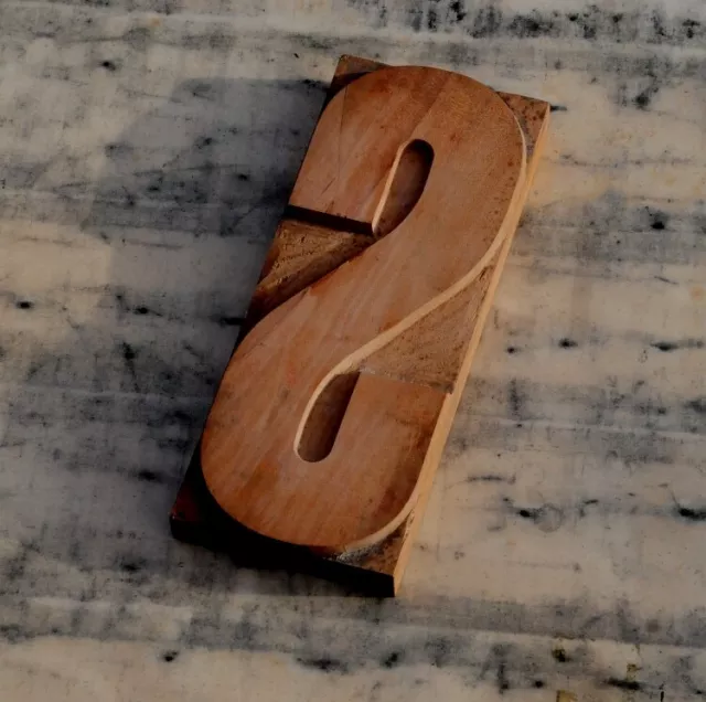 huge letter: S rare wood type letterpress printing block woodtype font antique.