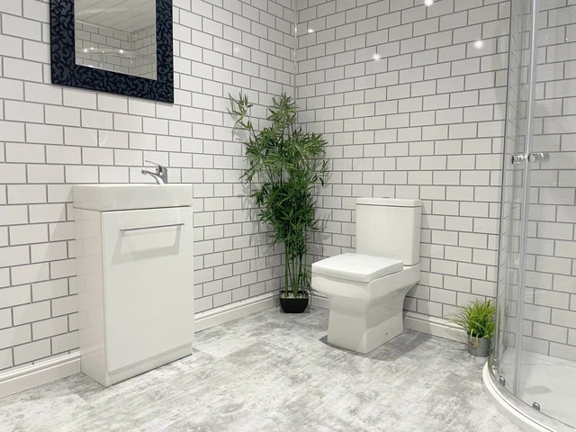 DBS Grey Marble Chrome Strip Bathroom PVC Wall Botswana - View #7