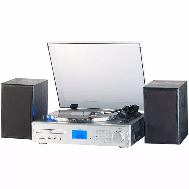 auvisio 5in1-Plattenspieler/Digitalisierer, CD, Bluetooth, Kassette, MP3, FM 2