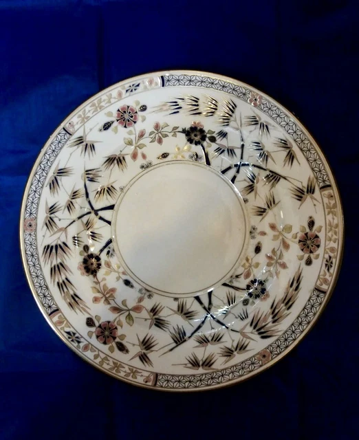 Zsolnay Julia: Antique Bamboo Decoration Wallplate 1880' Hungarian Hand Painted