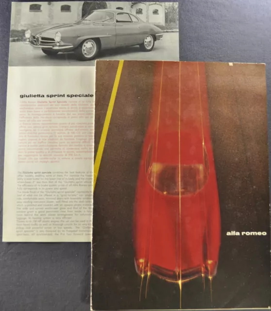 1962-1963 Alfa Romeo Giulietta Sprint Speciale Brochure Sheet+History 4Lang Text