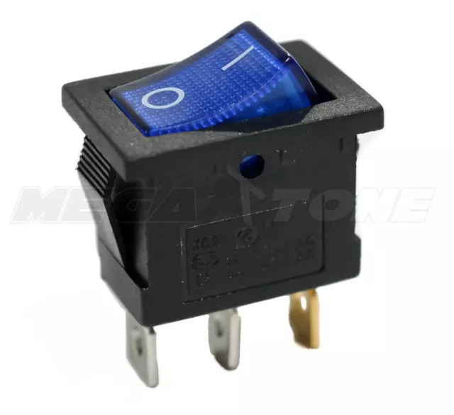 SPST KCD1 Mini Rocker Switch w/Illuminated BLUE Lamp On-Off 6A/250VAC USA SELLER