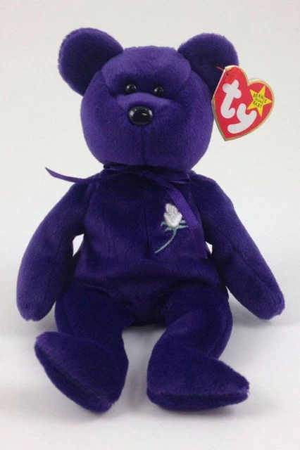 New Genuine TY Princess (Princess Diana) Bear 1997 Beanie Baby PVC No Space Indo