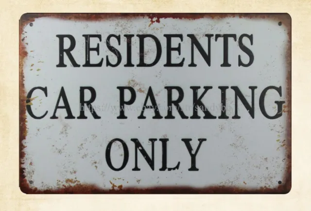 Residents Car Parking Only metal tin sign wall decor