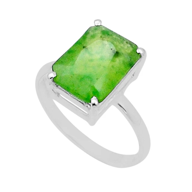 Gemstone Handmade 4.86cts Faceted Hydrogrossular Garnet Ring Size 8 Y1756