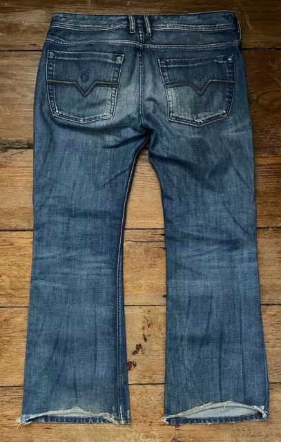 DIESEL ZATHAN BOOTCUT Blue Denim Jeans Button Fly Men’s 36x30 Italy 100 ...