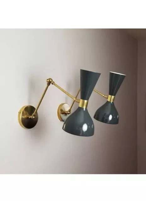 Set Of 2 Adjustable Wall Lamps Italian Sconces In Stilnovo Style Wall Light Pair