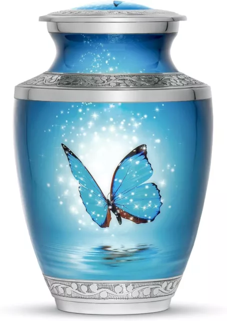 Pearl Butterfly Cremation Urn 10" For Ashes Customized Funeral Other Loved One