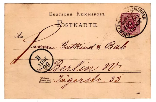 Reich Allemand-époque Pfennig 1888 Bureau de Poste Ferroviaire Train 65