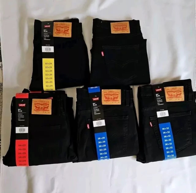 Levis Mens 511 Jean Slim Fit Black Stretch Slimming Throughout Various Sizes New