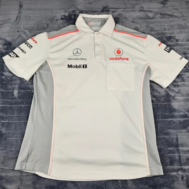 Formula 1 Shirt Medium White Mens Polo Mclaren Mercedes Mobil 1 Official Top