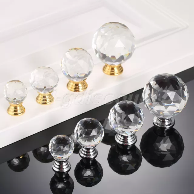 Crystal Clear Knob Diamond Glass Wardrobe Cupboard Kitchen Cabinet Drawer Handle